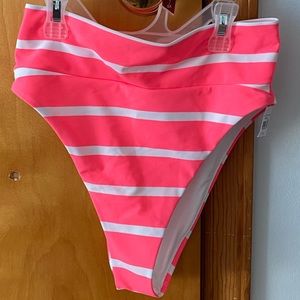 Cute ! Bright pink striped swim bottoms ! New with tags